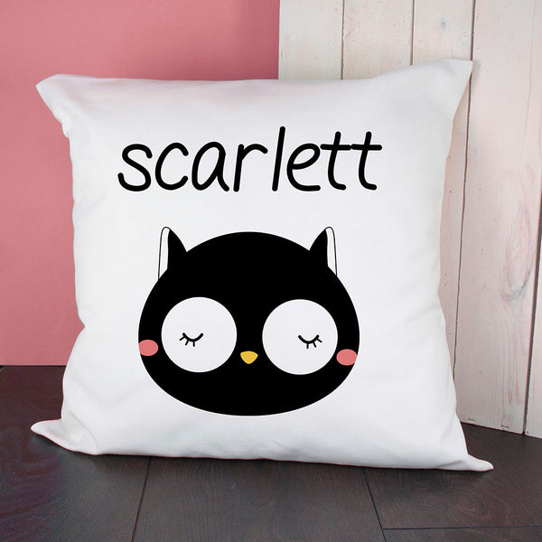 Personalised Little Owl Face Cushion Cover