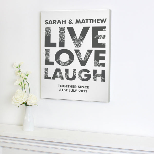 Personalised Live Love Laugh Canvas