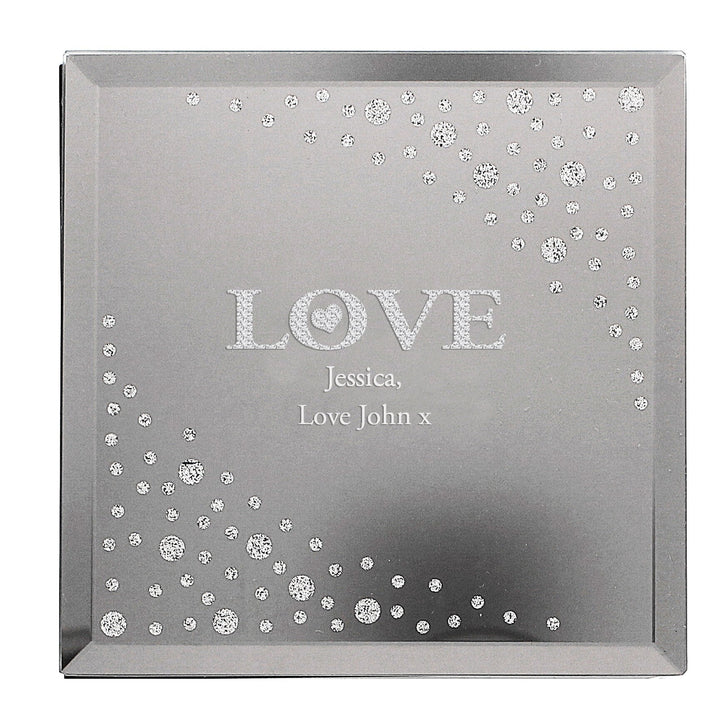 Personalised LOVE Diamante Glass Trinket Box