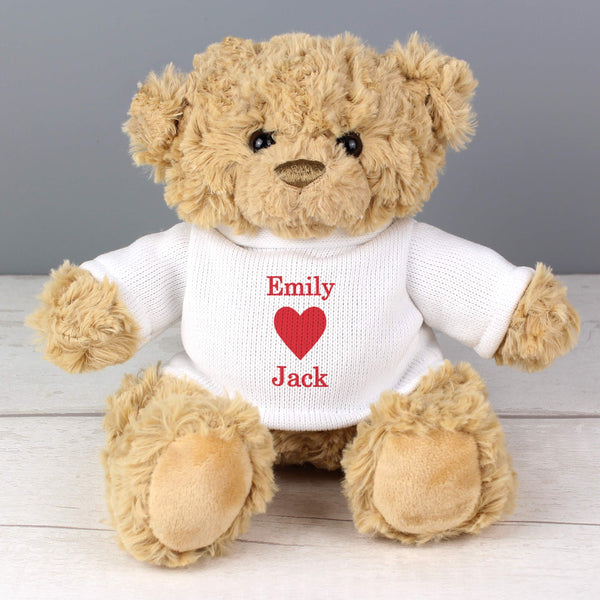 Personalised Love Heart Teddy Bear - 2 Names