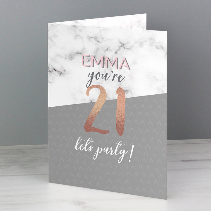Personalised Marble and Rose Gold Birthday Card