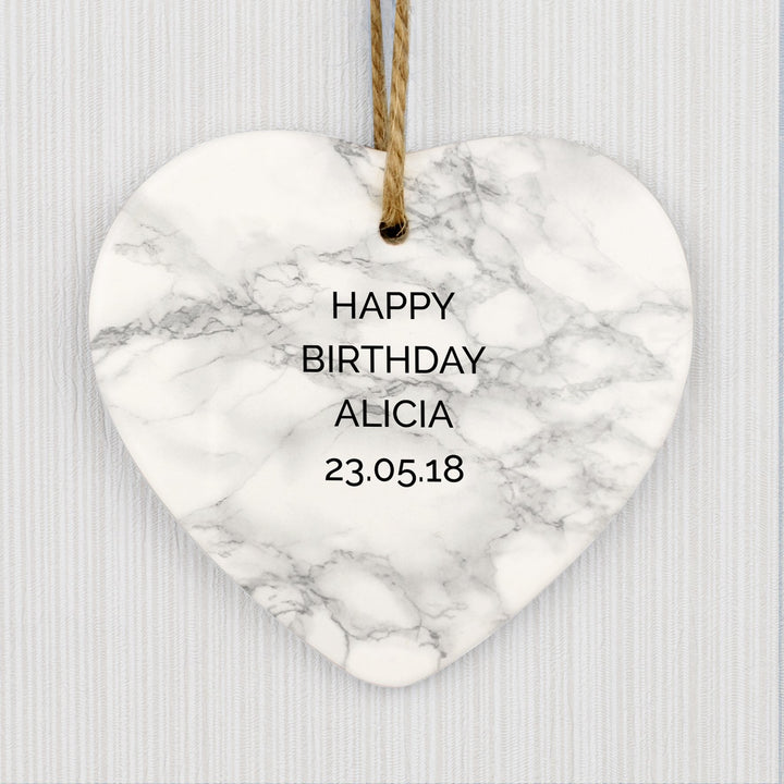 Personalised Marble Effect Ceramic Heart Decoration