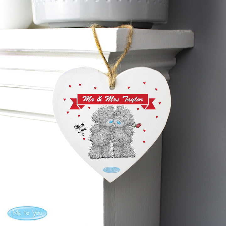 Personalised Me to You Couple Wooden Heart Decoration