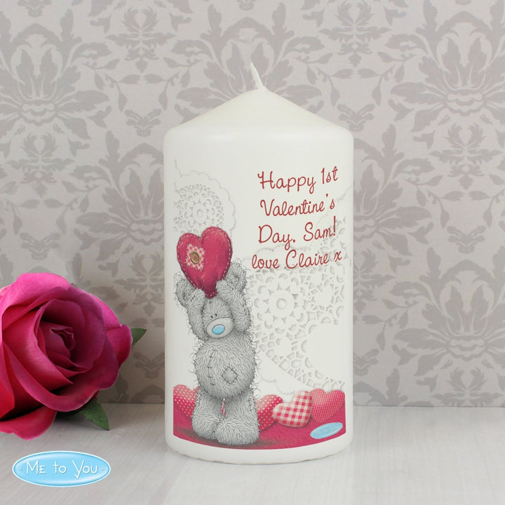 Personalised Me To You Heart Pillar Candle