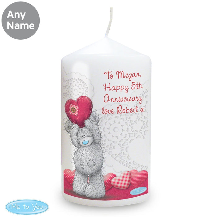 Personalised Me To You Heart Pillar Candle