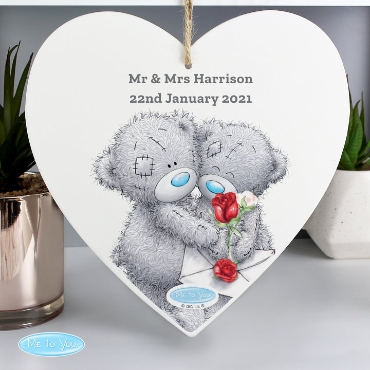 Personalised Me to You Valentine Large Wooden Heart Decoration