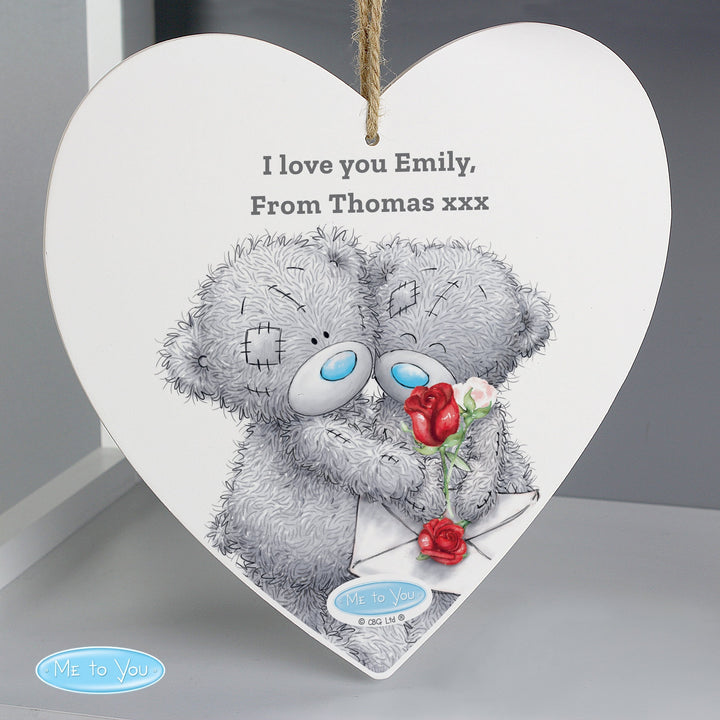 Personalised Me to You Valentine Large Wooden Heart Decoration