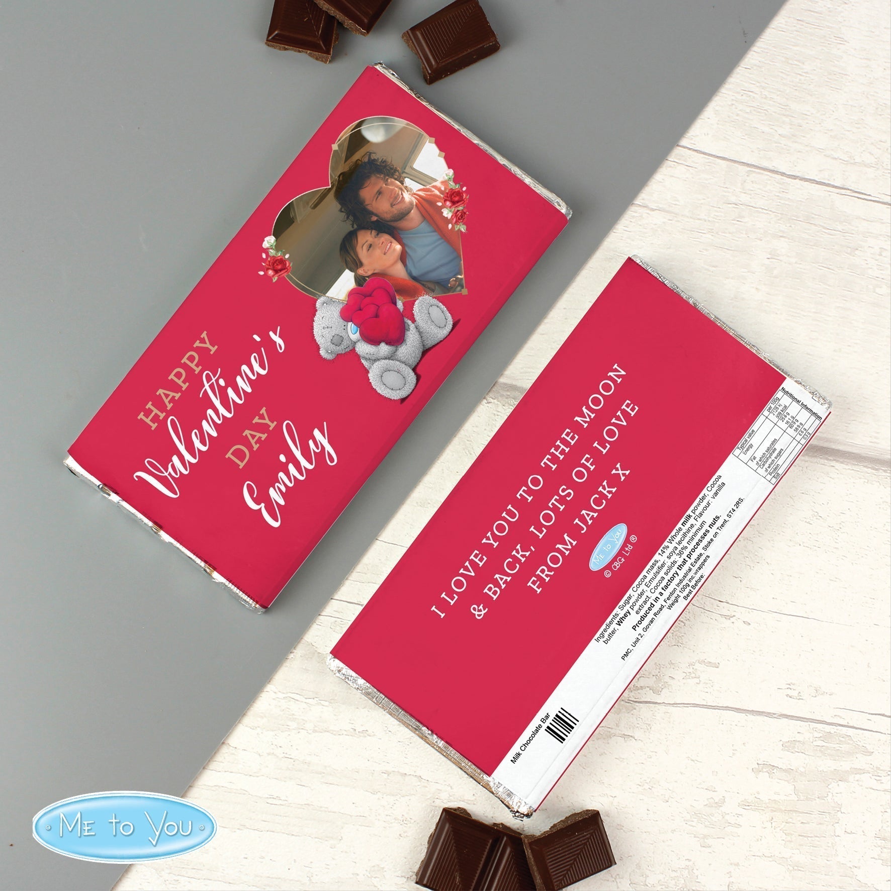 Personalised Me To You Valentines Photo Upload Chocolate Bar