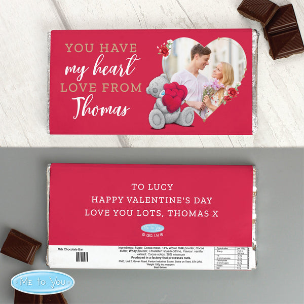 Personalised Me To You Valentines Photo Upload Chocolate Bar