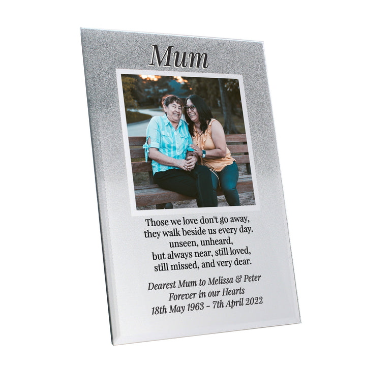 Personalised Memorial 4x4 Glitter Glass Photo Frame