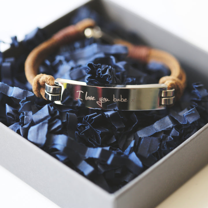 Personalised Men's Leather Tan Bracelet
