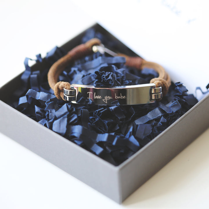 Personalised Men's Leather Tan Bracelet