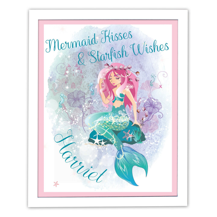 Personalised Mermaid White Framed Print