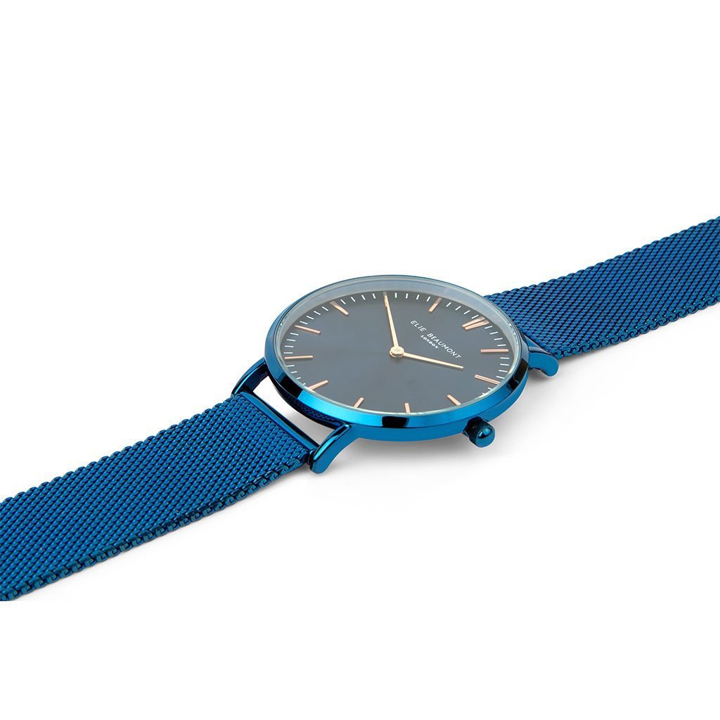 Personalised Minimalist Watch Elie Beaumont Electric Blue