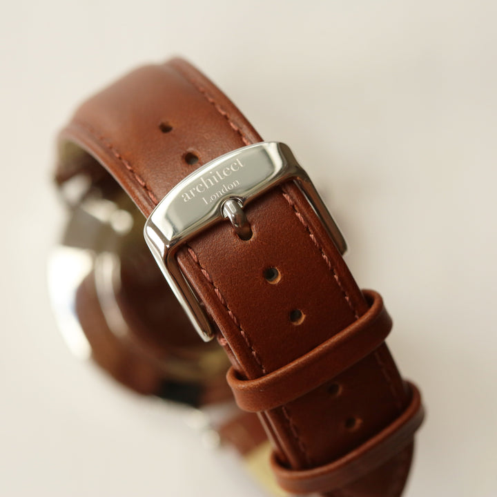Personalised Modern Font Engraved Men's Architect Zephyr Watch + Walnut Strap