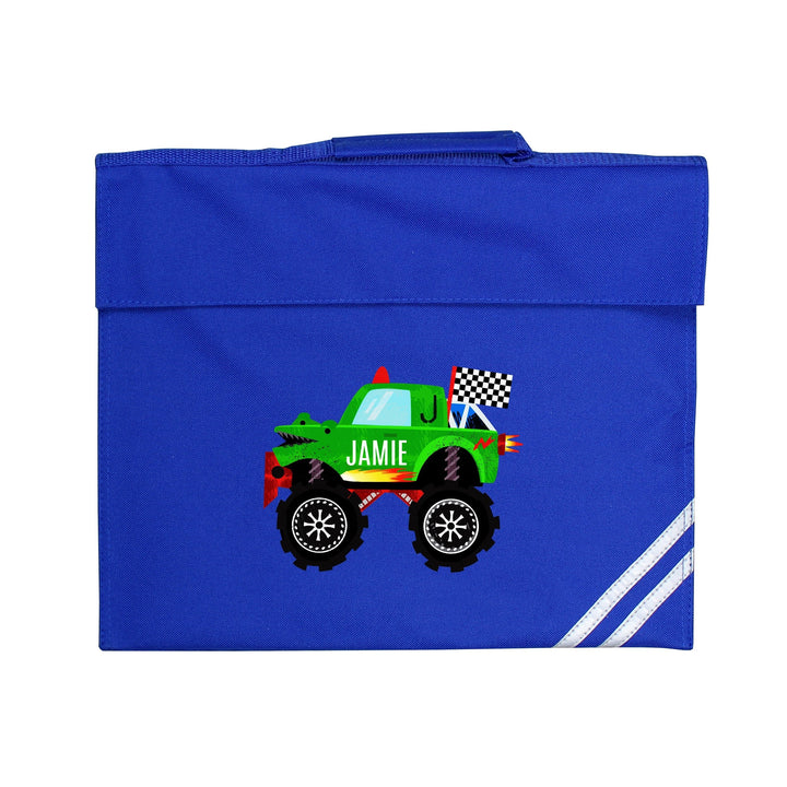 Personalised Monster Truck Blue Book Bag