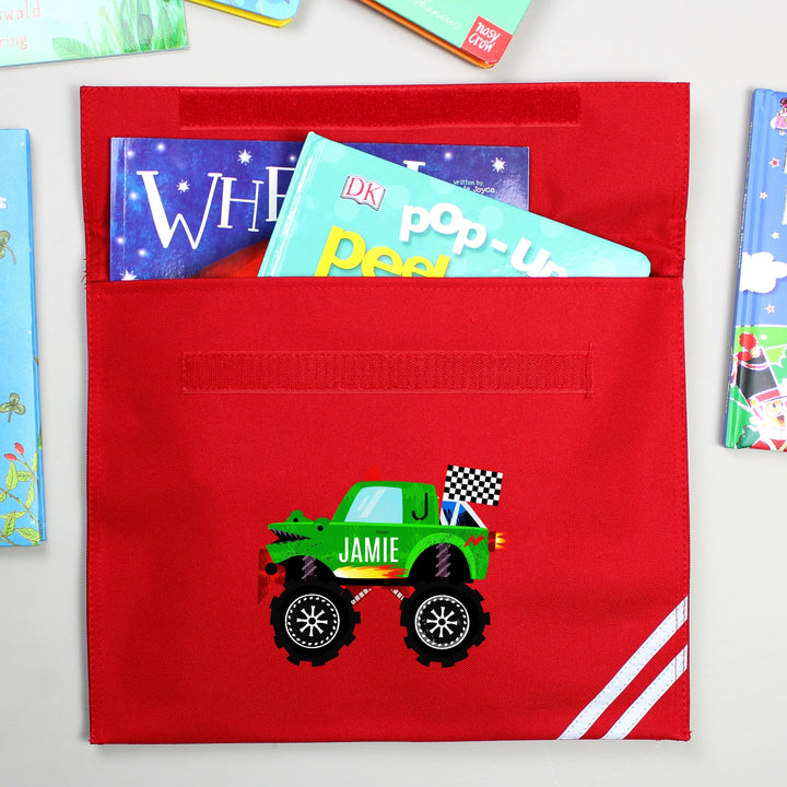 Personalised Monster Truck Red Book Bag