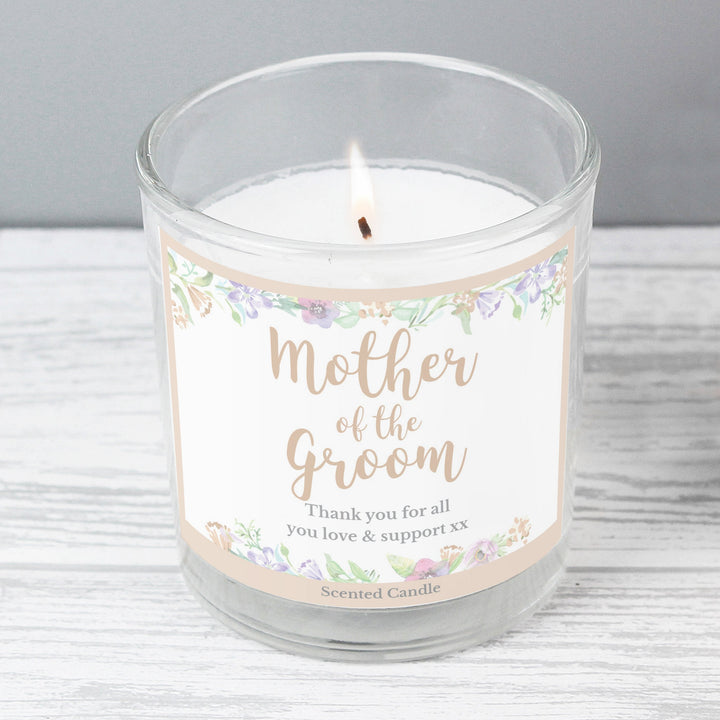 Personalised Mother of the Groom 'Floral Watercolour Wedding' Scented Jar Candle