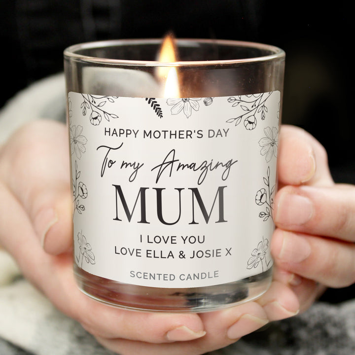 Personalised Mothers Day Floral Jar Candle