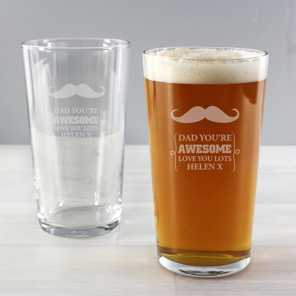 Personalised Moustache Pint Glass