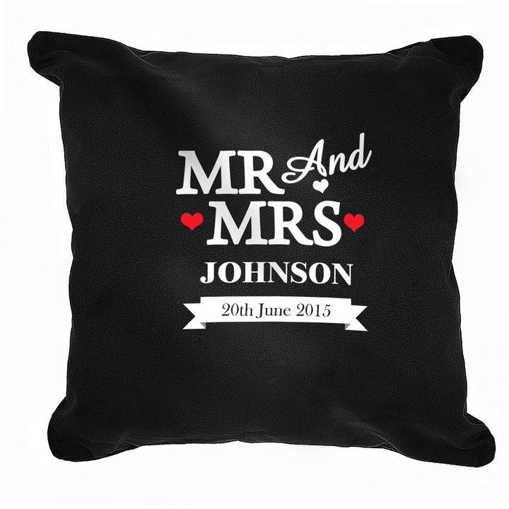 Personalised Mr & Mrs Black Cushion Cover