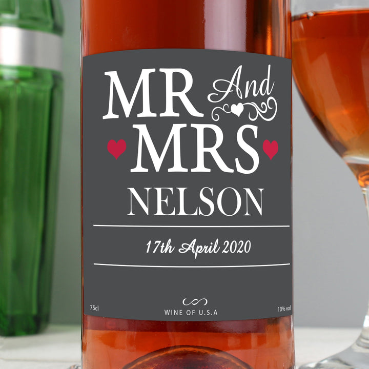 Personalised Mr & Mrs Rose Wine
