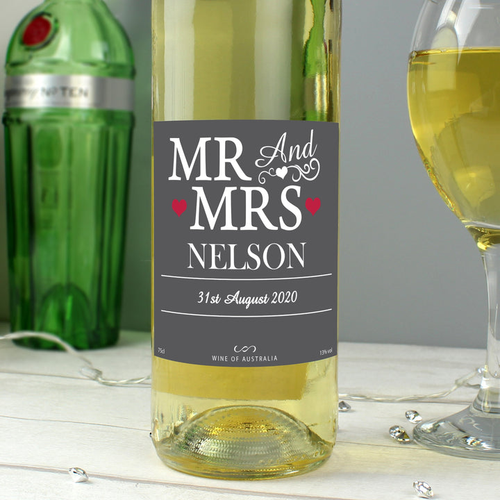 Personalised Mr & Mrs White Wine