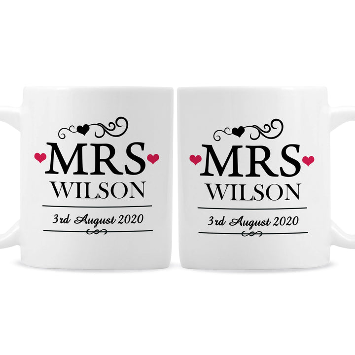 Personalised Mrs & Mrs Mug Set