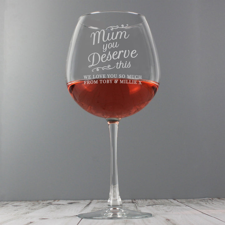 Personalised 'Mum You Deserve This' Gin Balloon Glass