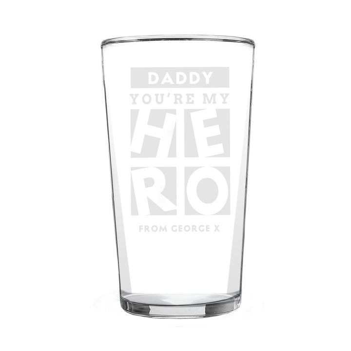 Personalised My Hero Pint Glass - Father's Day gift