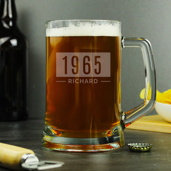 Personalised Name & Date Pint Stern Tankard - Father's Day gift