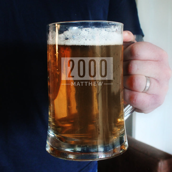 Personalised Name & Date Pint Stern Tankard - Father's Day gift