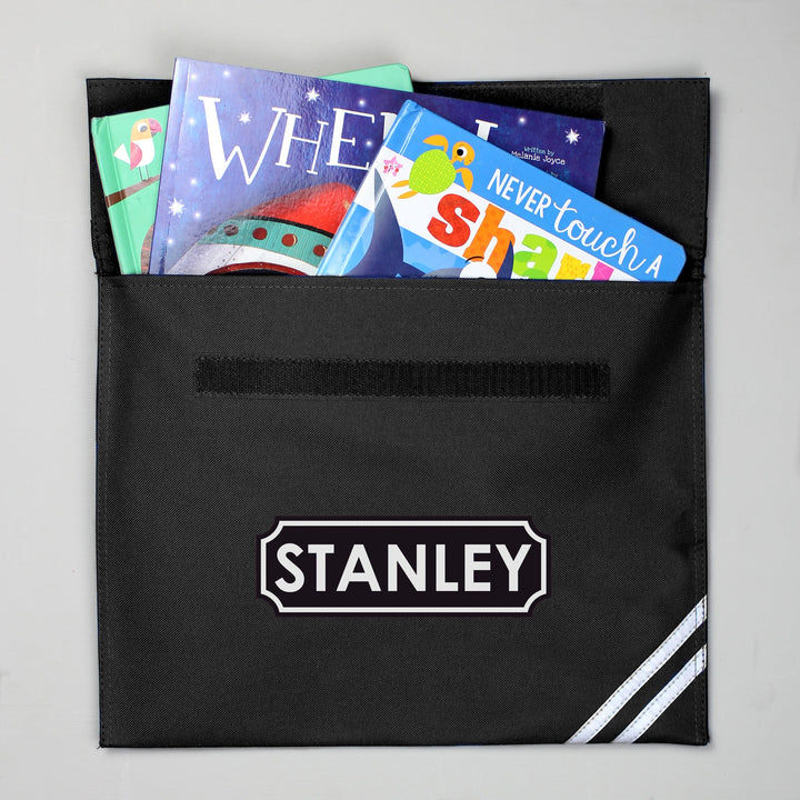 Personalised Name Only Black Book Bag