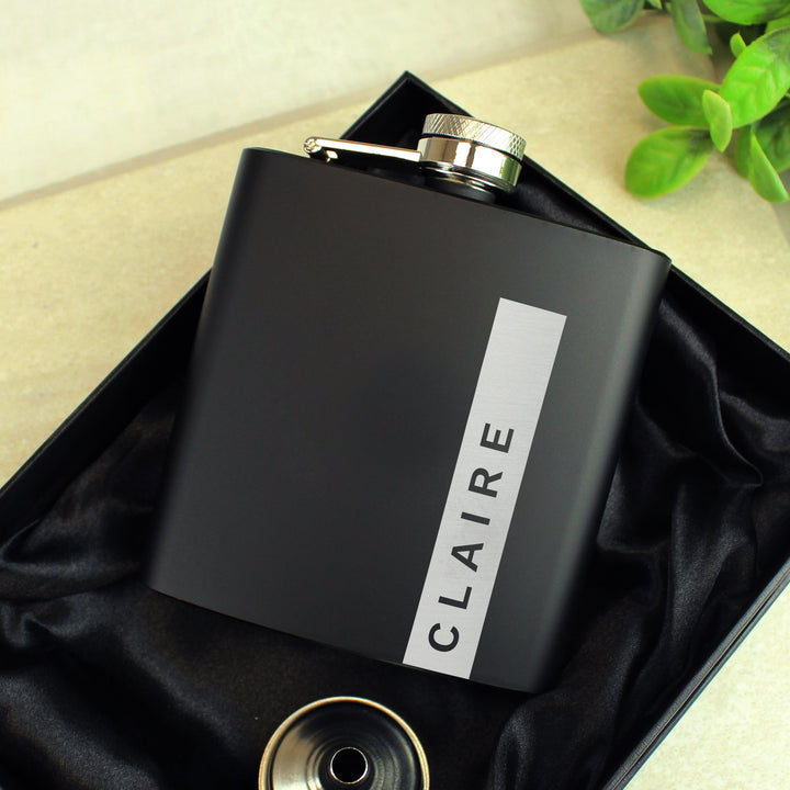 Personalised Name Only Black Hip Flask - Father's Day gift