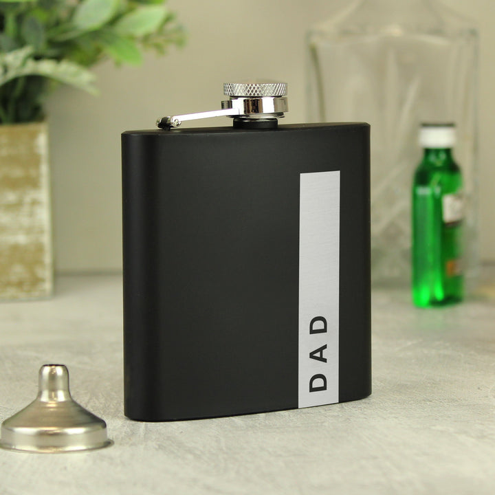 Personalised Name Only Black Hip Flask - Father's Day gift