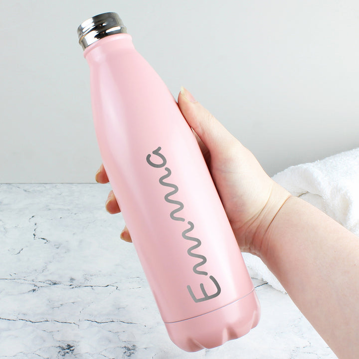 Personalised Name Only Island Pink Metal Insulated Drinks Bottle