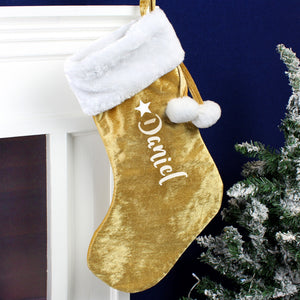 Personalised Name Only Luxury Gold Stocking