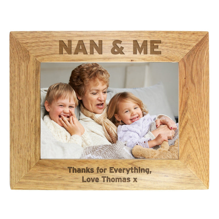 Personalised Nan & Me 7x5 Landscape Wooden Photo Frame