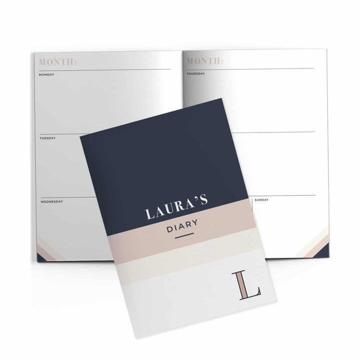 Personalised Navy Blush A5 Diary