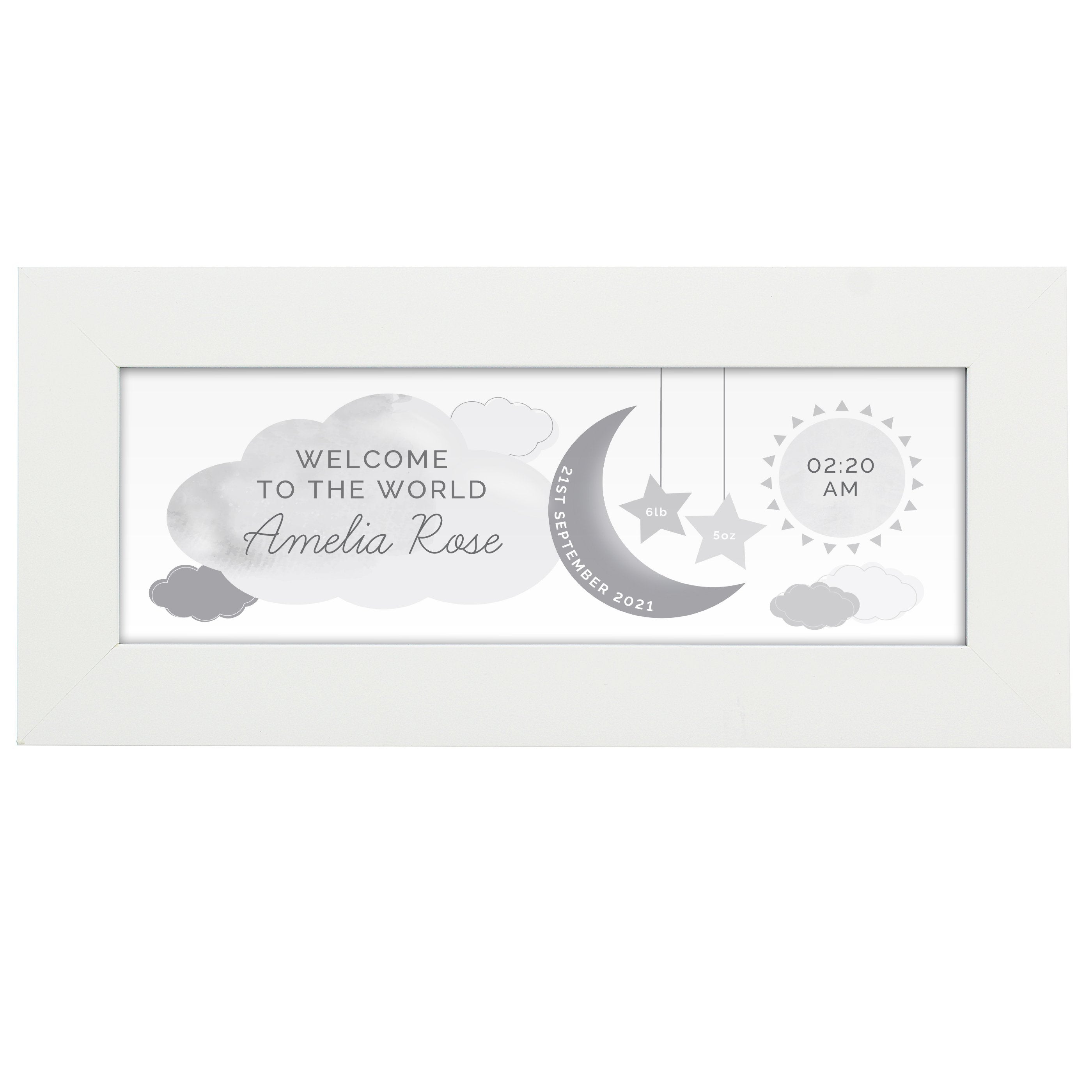 Personalised New Baby Moon & Stars Name Frame - Personalised Frames ...