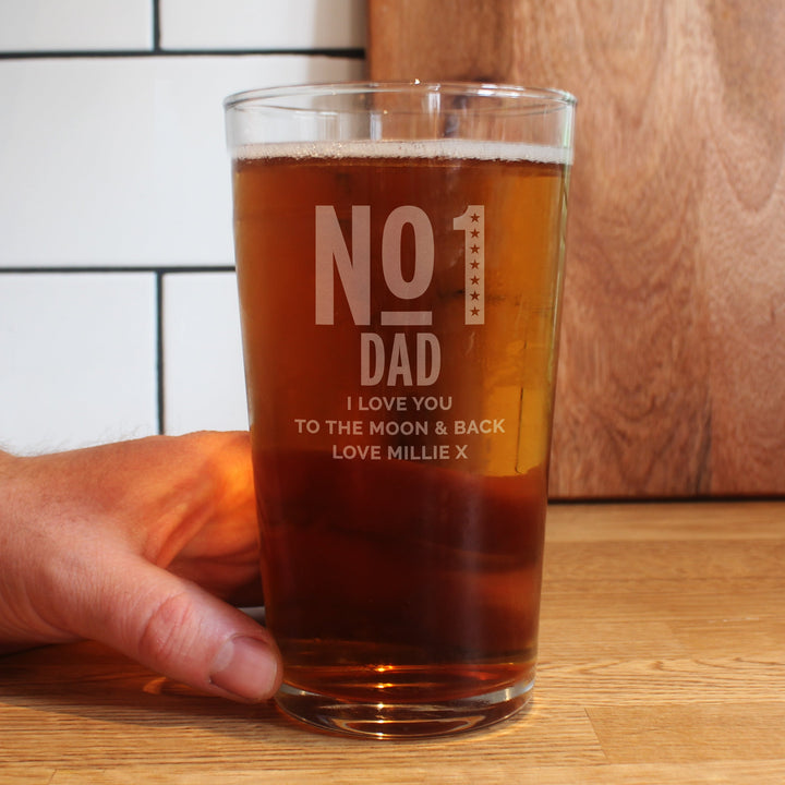 Personalised No. 1 Pint Glass - Father's Day gift