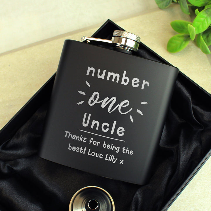 Personalised Number One Black Hip Flask - Father's Day gift