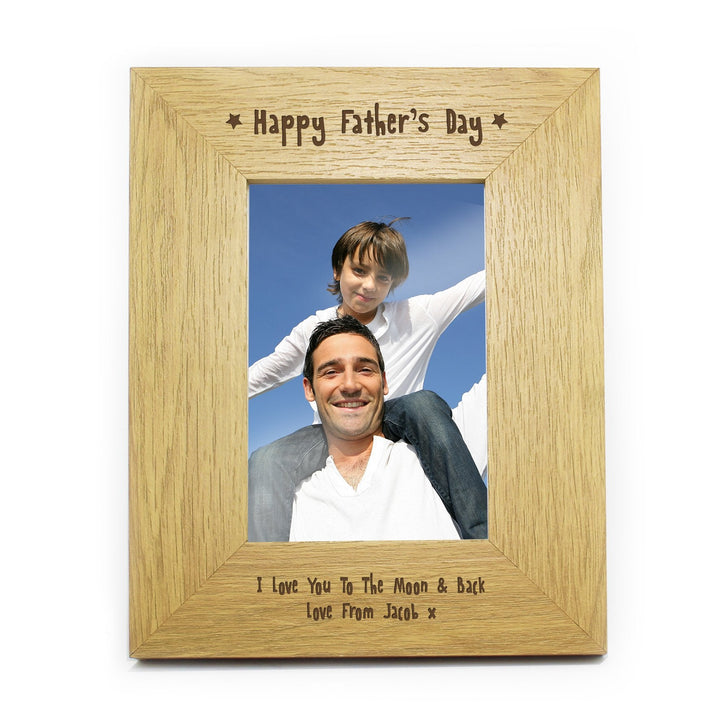 Personalised Oak Finish 4x6 Happy Fathers Day Photo Frame