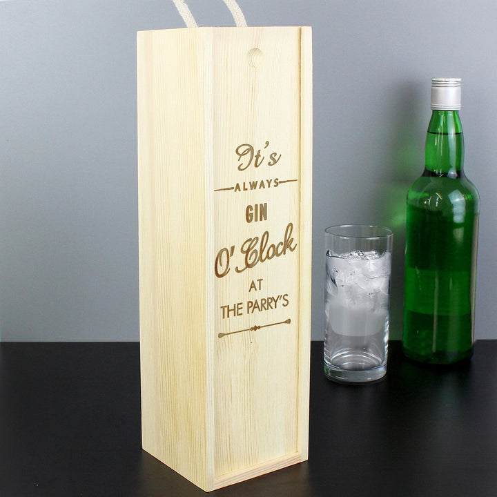 Personalised OClock Wooden Wine Bottle Box