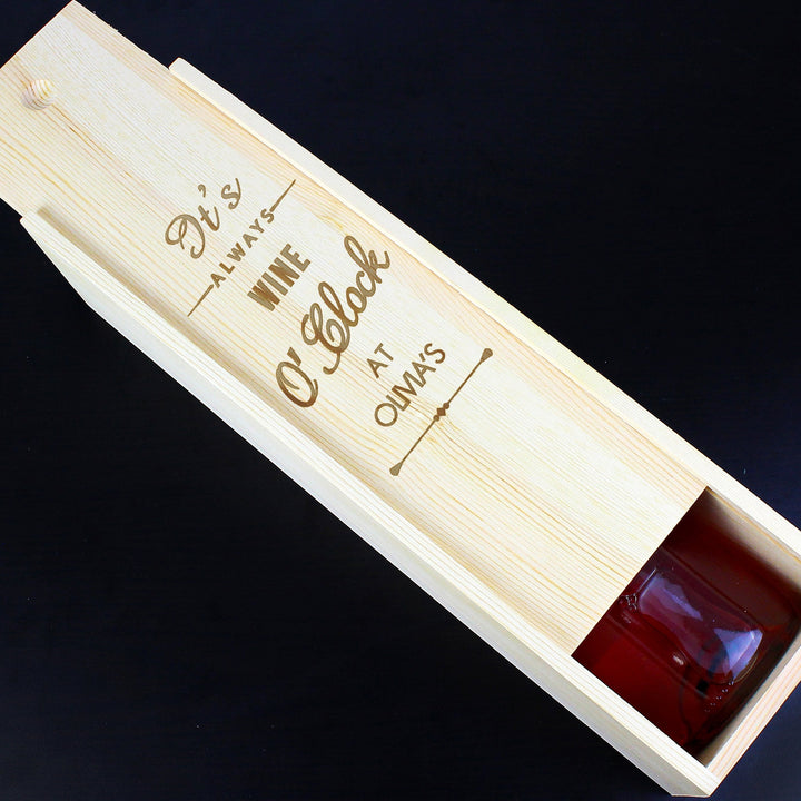 Personalised OClock Wooden Wine Bottle Box