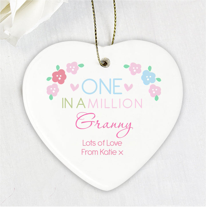 Personalised One in a Million Ceramic Heart Decoration