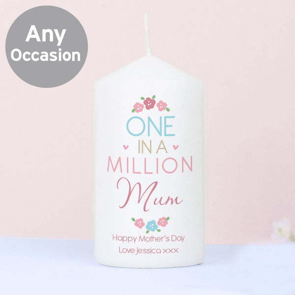 Personalised One in a Million Pillar Candle
