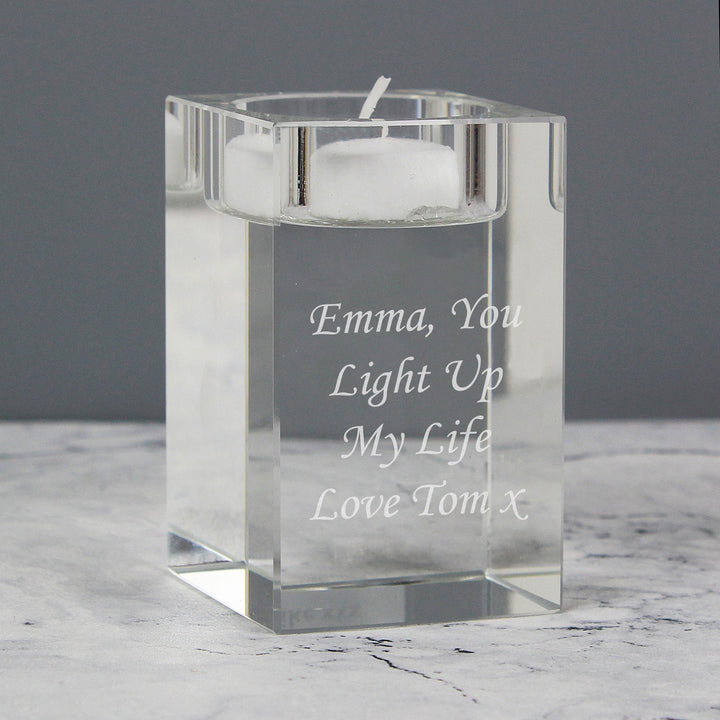 Personalised Optic Glass Tea Light Candle Holder
