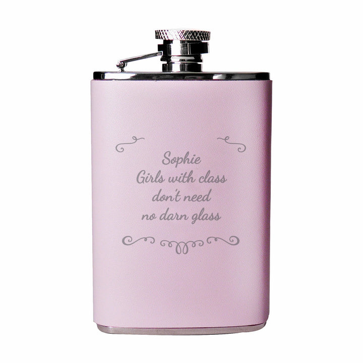 Personalised Ornate Pink Hip Flask