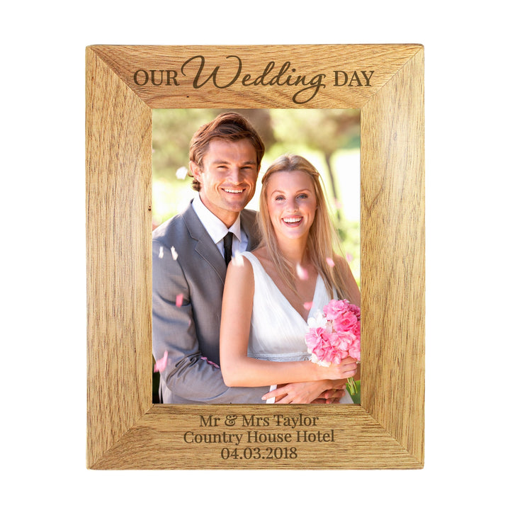 Personalised 'Our Wedding Day' 5x7 Wooden Photo Frame
